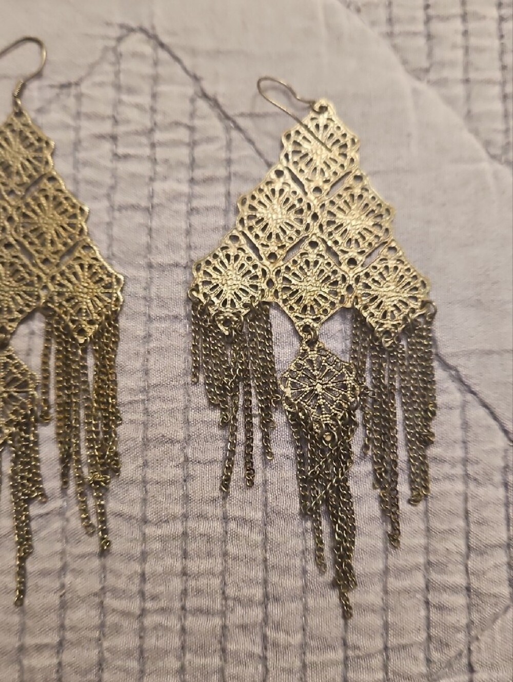 5 For $15 Silver Filigree Tassel Drop Earrings - Elegant Women's Jewelry - Picture 4 of 4
